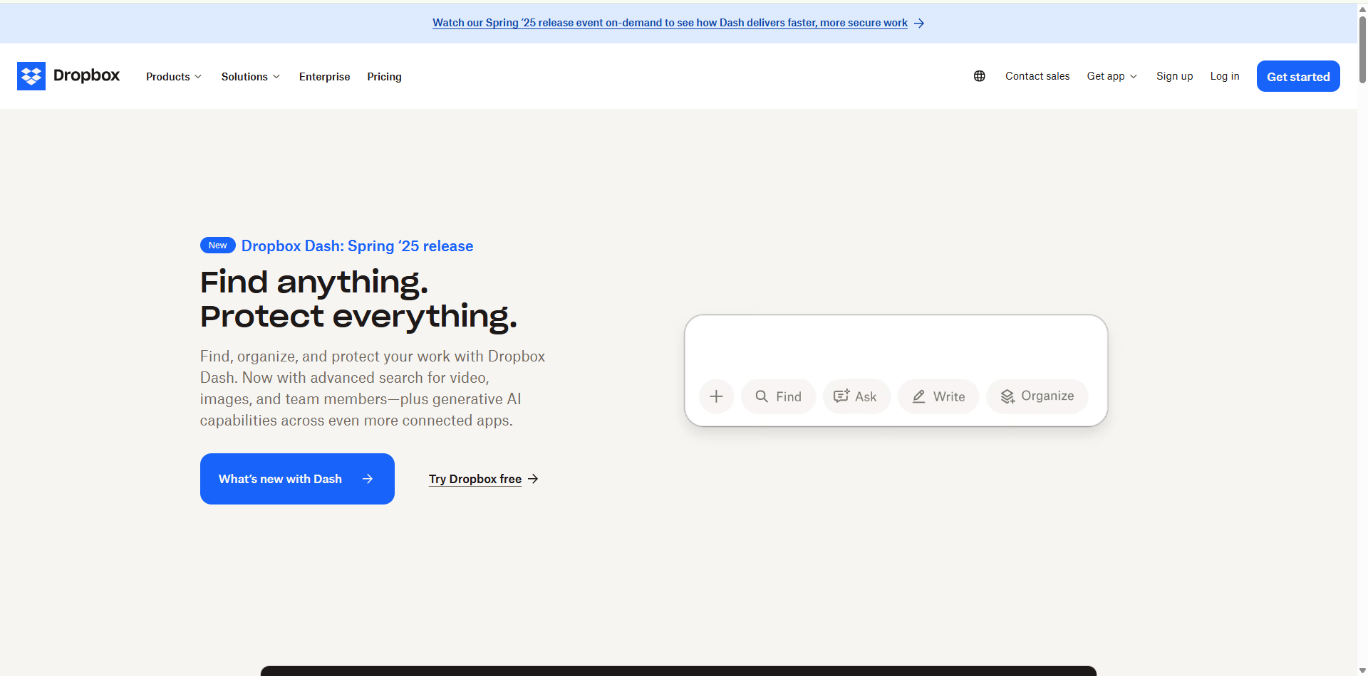 Dropbox homepage