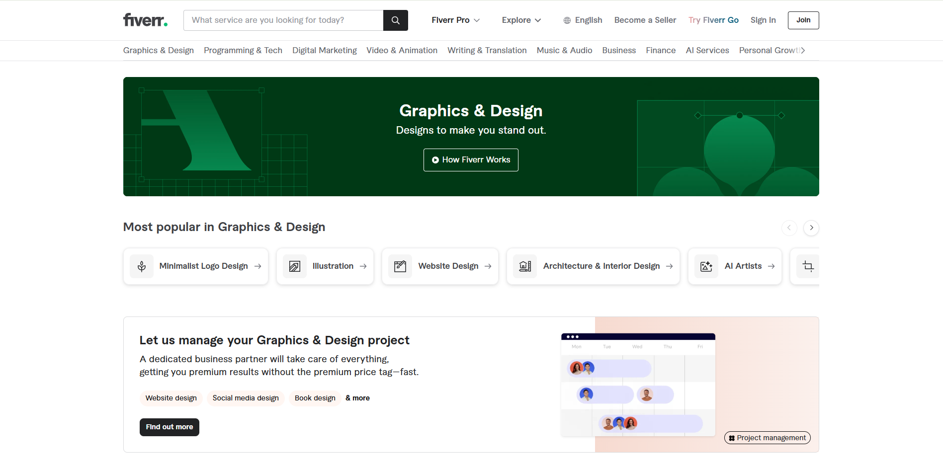Find your project from Fiverr
