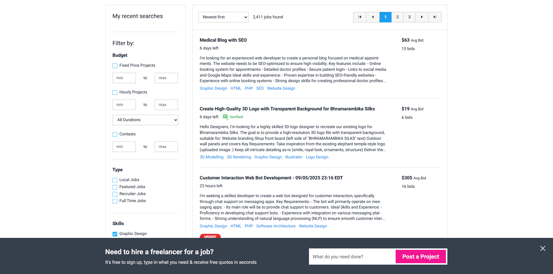 Searching your project on Freelancer.com