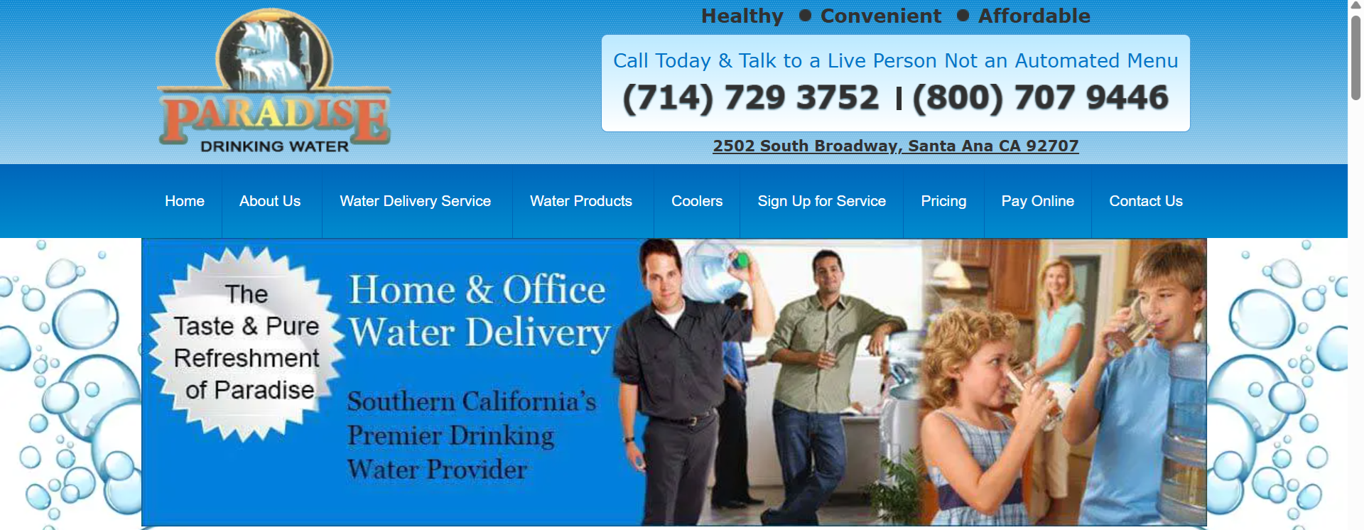 Paradise Water’s web design