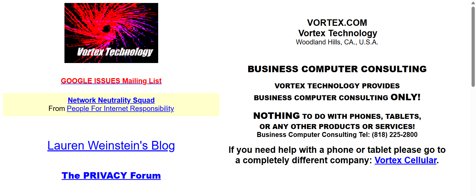 Vortex’s web design