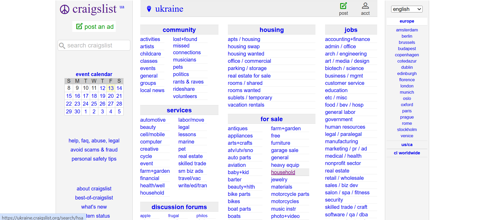 Craigslist’s web design
