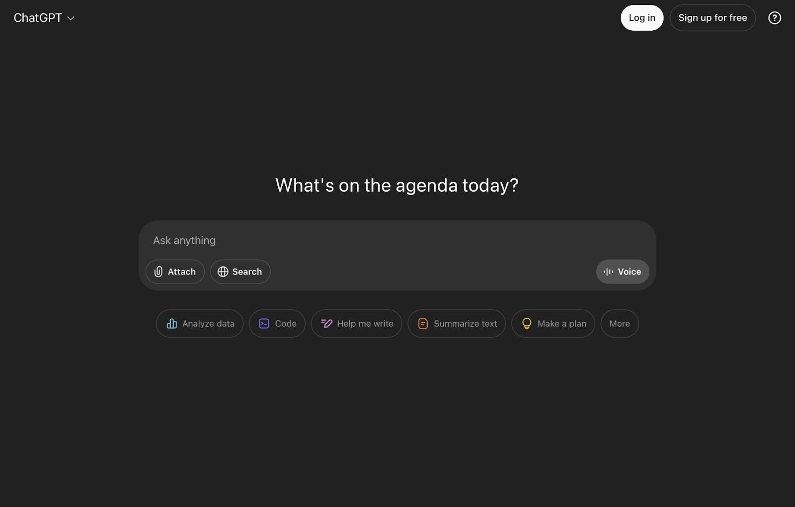 ChatGPT homepage